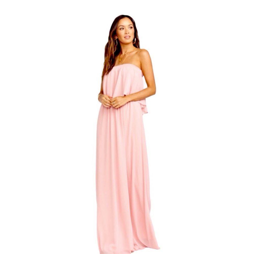 Show Me Your MuMu Hacienda Cold Shoulder Maxi Dress Rose Bud Chiffon Size Small
